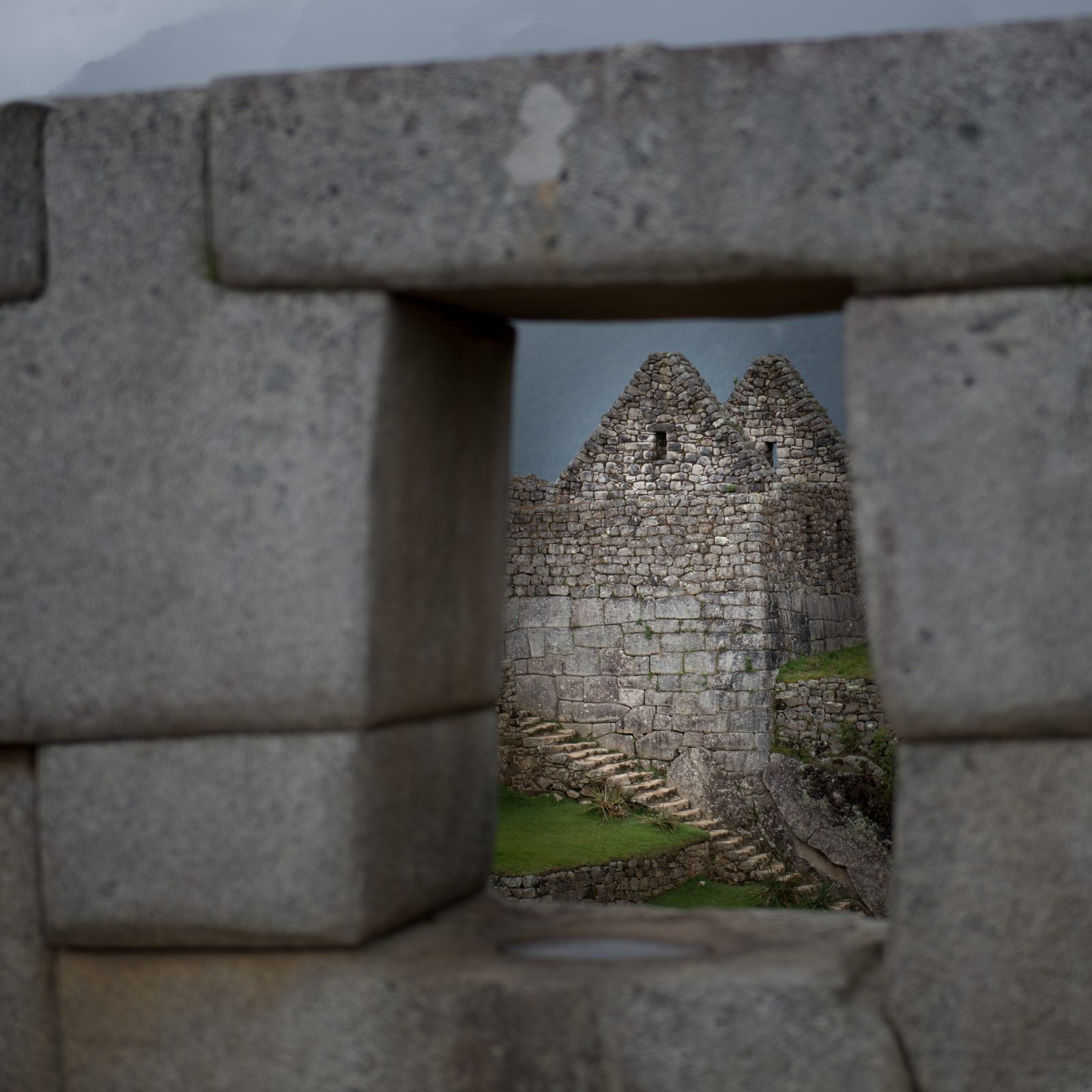 Machu Picchu View Through the Stone Wall